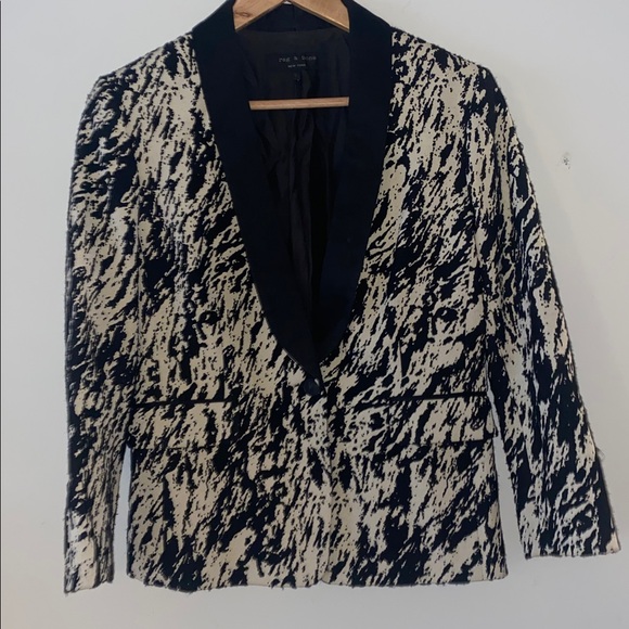 Rag & Bone black and white abstract print blazer size 6 pristine condition - Picture 6 of 13